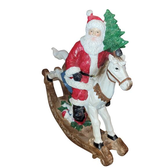 Vintage Transpac  Resin Santa Rocking Horse - Picture 4 of 13